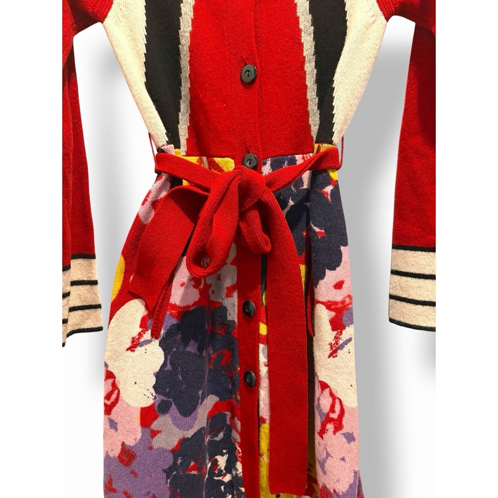 Sparrow Lambswool SM Floral Sweater Dress Belted Dark Academia Retro Cottage - Picture 9 of 16